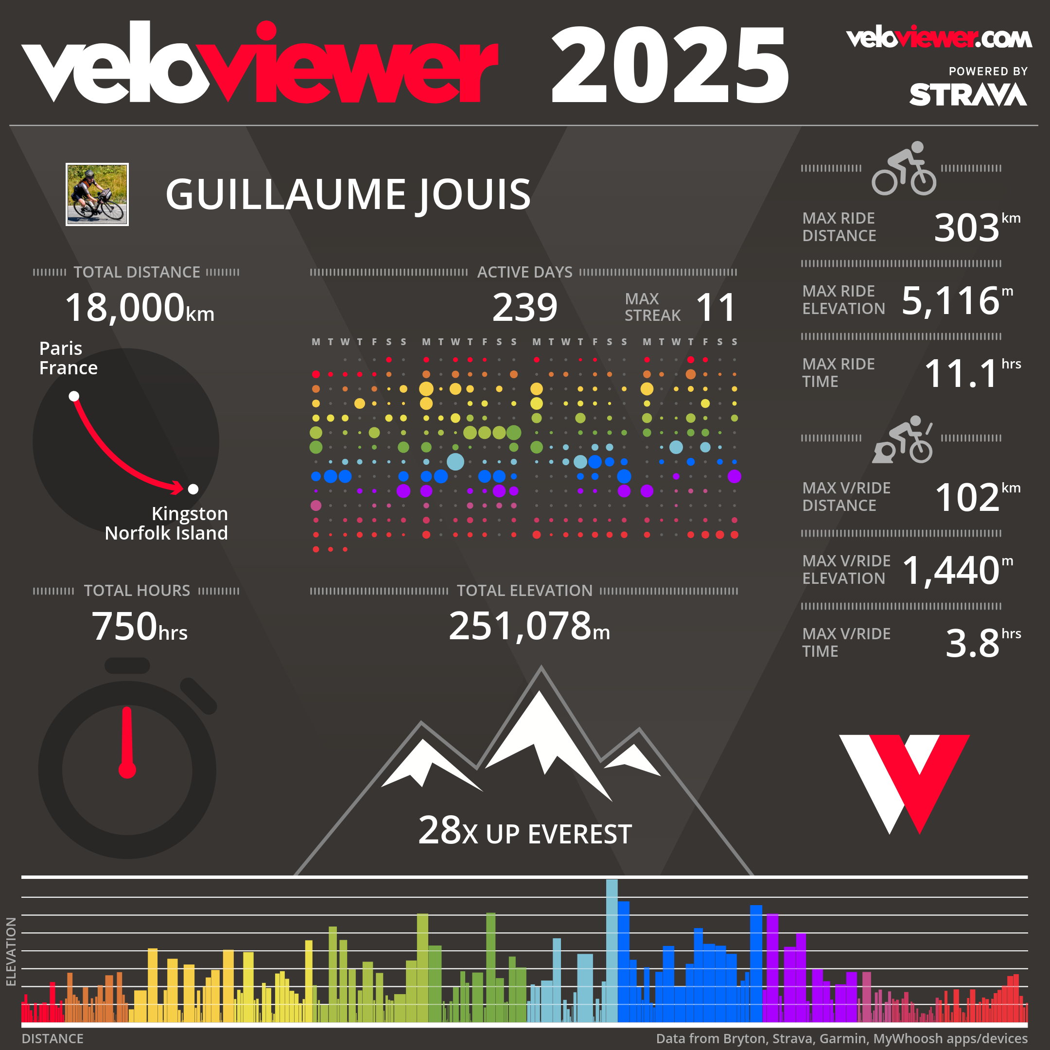 Infographie de mon bilan annuel à vélo pour 2025