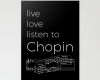 Live, love, listen to Chopin Classical music stationery card